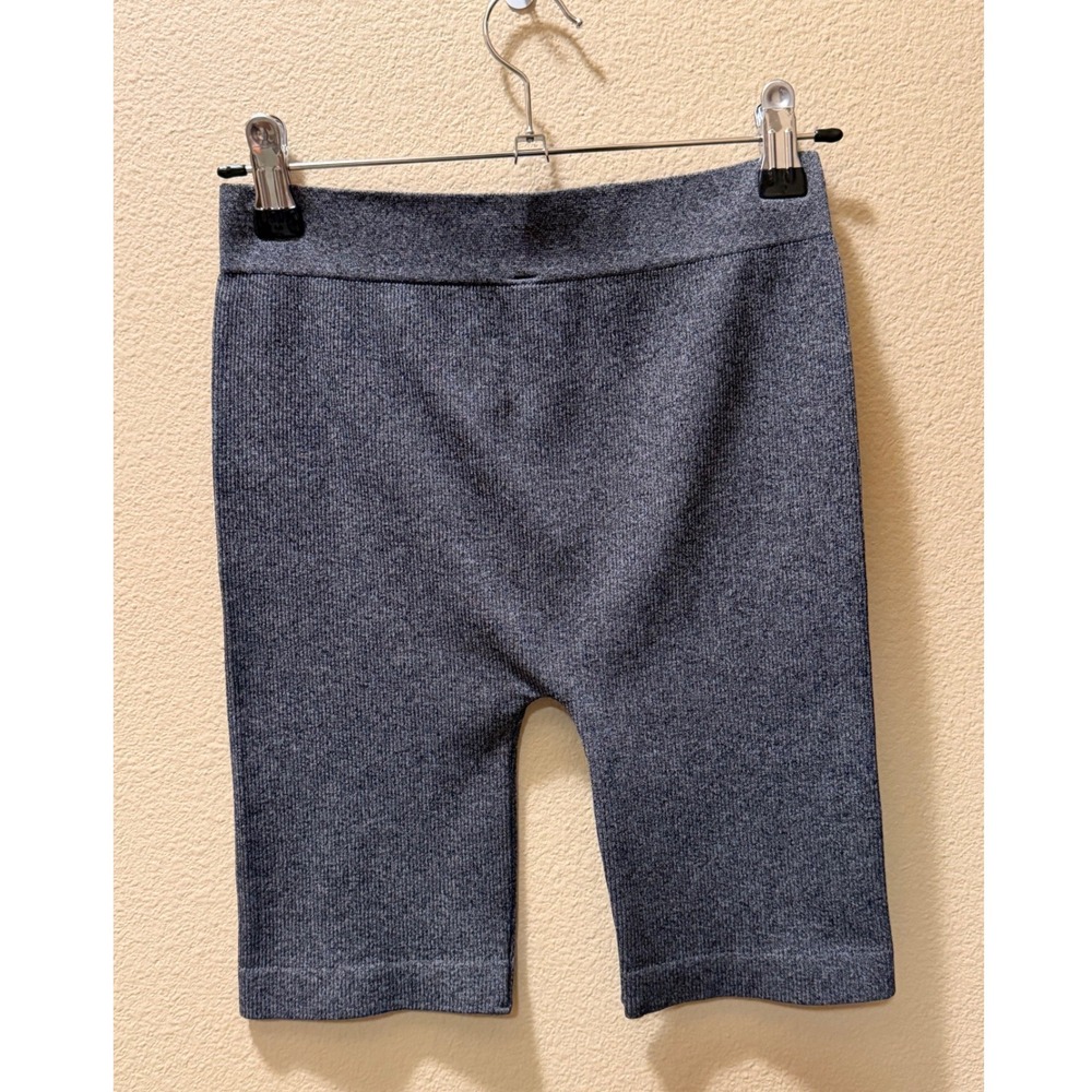 Zenana Ribbed Seamless Biker Shorts Charcoal Gray Heather S/M